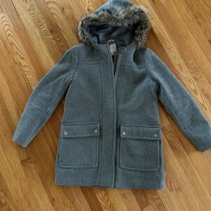 J. Crew Factory Women’s Gray Coat with Faux Fur Hood